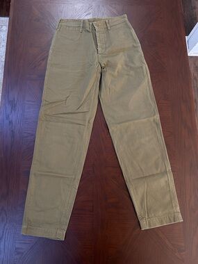 The Real McCoys Olive Khaki Selvedge Denim Chinos